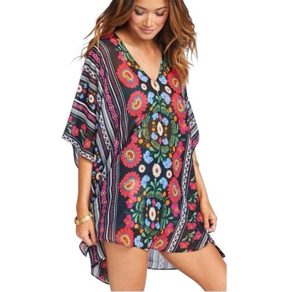 SHOW ME YOUR MUMU PETA TUNIC MEXICALI MULTICOLOR FLORAL PRINT - Picture 2 of 15